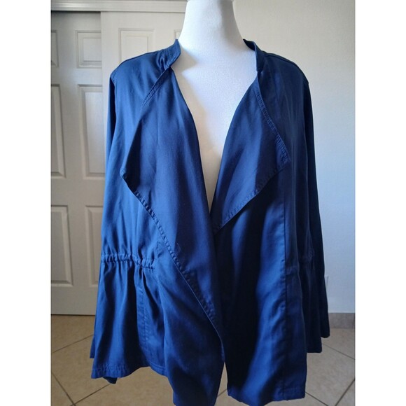 Lane Bryant Womens Blue Waterfall Open Front 14/16 Draped Cardigan Office Casual - Picture 2 of 16